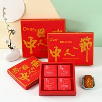 Boîtes à gâteaux de lune traditionnelles chinoises élégantes en rouge, avec des dossiers, des estampes, du carton recyclable, célébrant les festivals des peuples