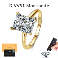 Bague en Moissanite Taille Princesse 4 carats Couleur D VVS1 pour Femme Certifiée GRA en Argent Sterling S925, Bague de Fiançailles/Mariage, Vente en Gros Usine