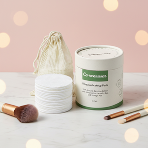 Tampons démaquillants réutilisables en coton de bambou avec sac de lavage et boîte de rangement - Disques de coton lavables écologiques - Product Image 1