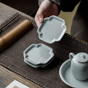 Guanlan Sky Blue Ru Kiln Coaster Ceramic <b>Tea</b> Cup Holder Heat Insulation Pad New Chinese Style <b>Tea</b> <b>Set</b> Accessories - Product Image 1