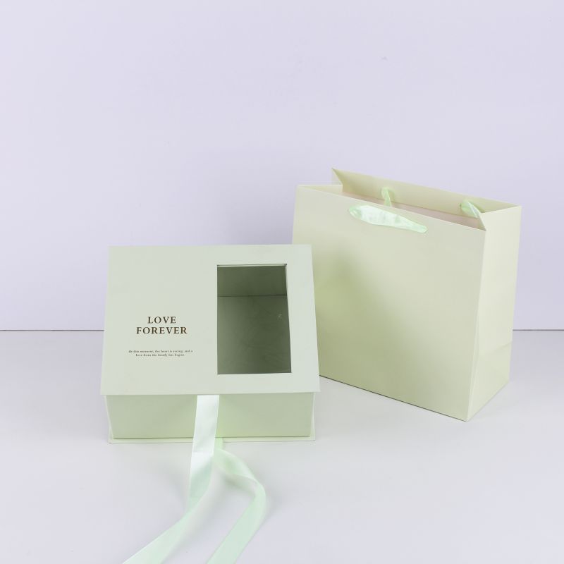 Boîte d'emballage verte avec sac à main