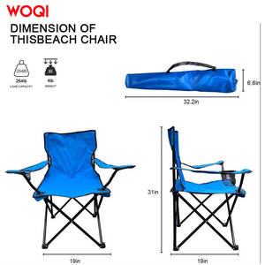 Silla de camping Woqi azul, portátil, plegable, para exteriores y playa, con portavasos, para viajes y picnic. - Product Image 3