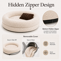 Coussin orthopédique rond pour chien en mousse à mémoire de forme, style boucle, luxueux, populaire, avec housse amovible et lavable, antidérapant, en forme de donut, vente en gros