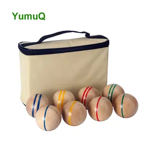 YumuQ 7CM bois de pin de haute qualité personnalisé nouveau jeu de boules de Boccia en gros jeter et jouer sur le sol