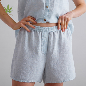 Set Pigiama in <span class=keywords><strong>Lino</strong></span> Naturale con <span class=keywords><strong>Pantaloncini</strong></span>, Abbigliamento da Casa in <span class=keywords><strong>Lino</strong></span> Lavato, Pigiama da <span class=keywords><strong>Donna</strong></span> in Puro <span class=keywords><strong>Lino</strong></span>, Completo Notte per Donne - Product Image 3