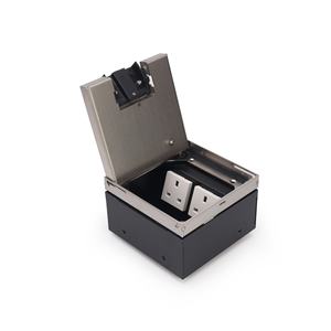 Boîte de plancher surélevé avec couvercle de prise de courant à verrouillage automatique et ports de données et d'alimentation intégrés - Product Image 2