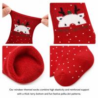 Fabricant de chaussettes de Noël en coton chaud à motifs personnalisés, chaussettes de Noël en gros, chaussettes de Noël pour femmes, motif renne, flocon de neige, pour l'hiver