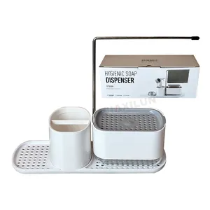 Kitchen Storage Sponge Soap Dispenser with large Storage, Home Organizer Liquid Foam Soap Dispenser Automatic for Dishes Washing