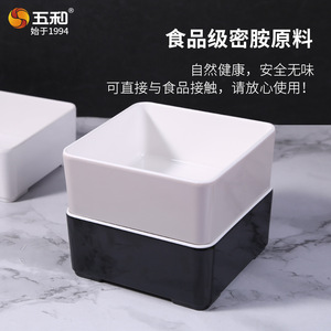 Square Deep Plate S171 Food Grade Melamine Stackable For Hotel Use White Gray Black - Product Image 3