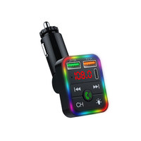 Transmisor FM Justlink BT 5.3 DSP, Cargador de Coche con Doble USB 3.1A de Carga Rápida, Reproductor MP3, Antideslizante, Kit de Llamadas Manos Libres, LED de 7 Colores