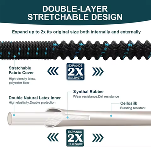 Tuyau d'arrosage de jardin flexible et extensible haute pression de 15 m (50 pieds) de haute qualité avec poignée confortable, norme CNS pour la maison - Product Image 5