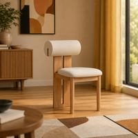 Chaises de restaurant MULIGNA, coussin lavable, revêtement en lin, chaise de salle à manger avec sièges en bois, adaptée aux cafés, hôtels, salles à manger