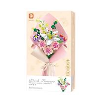 2023 vente chaude Forange briques fleur Bouquet blocs de construction Kits bricolage apprentissage assembler enfants fleur briques cadeau avec lumière LED