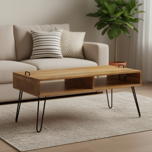 Solid Mango Wood Coffee <b>Table</b> 39.4x23.6x17.7 In Elegant Design Modern Living Room Furniture - Product Image 2
