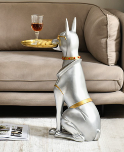 Bandeja Grande Creativa para Perro <span class=keywords><strong>Doberman</strong></span>, Estatua Pintada Artesanal de Resina, Estatuilla para Sala de Estar, Decoración del Hogar, Música de Anime, Globo de Nieve - Product Image 4