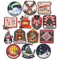 Patchs brodés thermocollants de Noël, appliques de fêtes, patchs bonhomme de neige et renne personnalisés pour la décoration de vêtements et sacs à dos, vente en gros