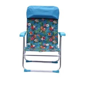 Chaise de camping en plein air personnalisée en usine imprimé appui-tête confortable chaise pliante de plage en aluminium