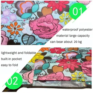 <b>Extra</b> <b>Large</b> Eco-friendly Washable 210D Polyester Expandable Tote Bag Reusable Rpet Foldable Shopping Bag - Product Image 5