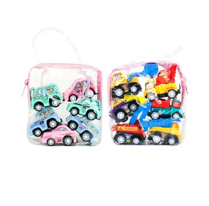 Cartoon per bambini mini inertia pull-back car set toy car bag idea regalo veicoli giocattolo attrito veicolo giocattolo SS