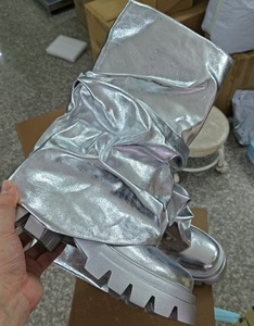 2025 Autumn Women Botas Round Toe Mid-Calf Silver Gold Thick Bottom Trouser Legs Mujer Brand Platform <b>Boots</b> - Product Image 5