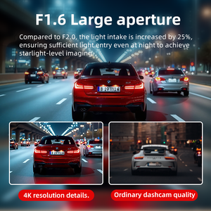 2 cách Dash Cam F1.5 ống kính kép 4K HDR GPS <span class=keywords><strong>DVR</strong></span> Hỗ trợ ADAS 3.16 inch 4K + 1080P với cổng cảm biến G cho bằng chứng chống gian lận - Product Image 3