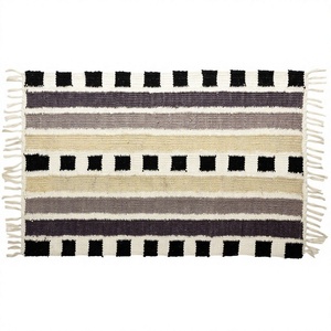 Handmade Striped Wool Acrylic Area Rug Rectangle Bohemian Flat <b>Weave</b> Living Room Decor Jute Backing Spot Clean - Product Image 1