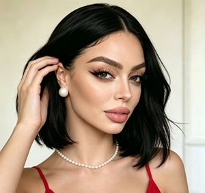 <span class=keywords><strong>Parrucca</strong></span> Bob <span class=keywords><strong>Corta</strong></span> Nera Liscia Effetto Capelli Cinesi per Donna, con Riga Centrale, Doppia Trama a Macchina, Resistente alle Alte Temperature - Product Image 4