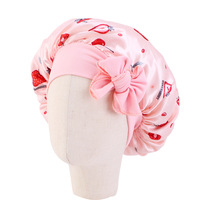 YT Groothandel Fruit Print Satijn Kinder Bonnet Haarband Design Elastisch Zacht Douchemutsje Baby Meisjes Haarverzorging Bescherming Strandfeest Dagelijks