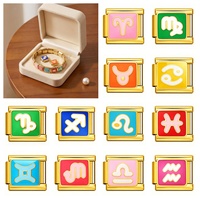 Abalorios de Charms Italianos al por Mayor, Eslabones Modulares Coloridos con Signos del Zodíaco, Charms DIY para Pulseras de Mujer, Joyería, Regalo