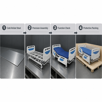 Lit d'hôpital manuel pliable et réglable en métal à 2 fonctions, de haute qualité, vente en gros d'usine, garantie de 2 ans pour usage en clinique et hôpital