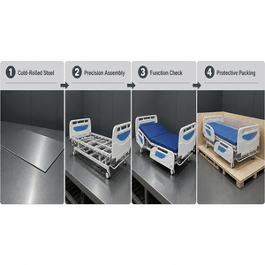Cama de Hospital Plegable Manual de Metal de Alta Calidad, 2 Funciones, Ajustable, con 2 Años de Garantía, para Uso en Hospitales y Clínicas, Venta al Por Mayor de Fábrica - Product Image 6