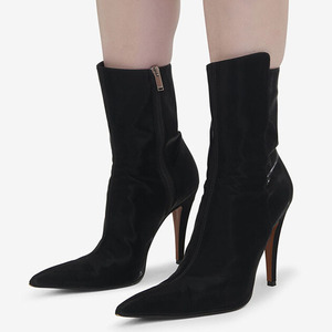 Bottes à talons hauts pour femme, grande taille 45, sexy, à bout pointu, avec fermeture éclair latérale, talons fins, coupe large, courtes - Product Image 1