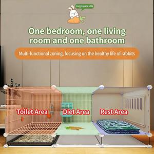 Grande <span class=keywords><strong>Cage</strong></span> pour Cochon d'Inde Néerlandais, Cochon d'Inde, <span class=keywords><strong>Lapin</strong></span> <span class=keywords><strong>Nain</strong></span> – Maison en Plastique Simple avec Toilette Anti-Éclaboussures à Motif Uni pour Petits Animaux - Product Image 2