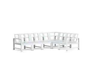 Outdoor Patio Aluminium Furniture White Color 6 Pieces Handmade Aluminum Sectional Sofa Set