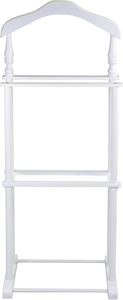 <span class=keywords><strong>Valet</strong></span> double blanc moderne avec cintre en <span class=keywords><strong>bois</strong></span> pantalon pliant barre de cravate double niveaux support de rangement pour salle de bain boîte emballée - Product Image 2