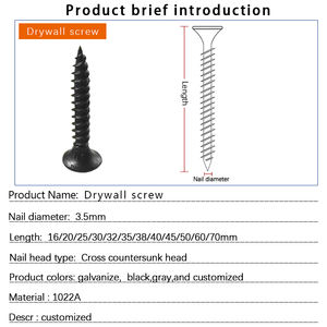 Vis à cloison sèche en phosphate noir avec tête <span class=keywords><strong>de</strong></span> clairon Phillips Filet grossier Tige en spirale Matériau galvanisé pour la <span class=keywords><strong>construction</strong></span> - Product Image 5