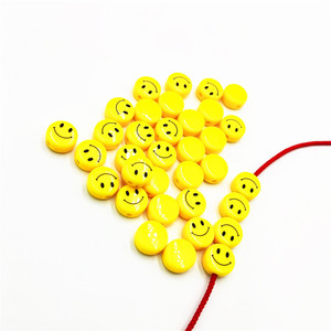 Yellow Smiley Face Acrylic <b>Beads</b> 5x10mm Round <b>Loose</b> <b>Beads</b> For Jewelry Making 100 Pieces Pack - Product Image 4