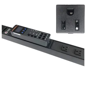 Controle remoto padrão eua 1.5u pdu ip, medidor inteligente vertical controlado 32a 63a pdu para prateleira