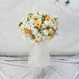 New Flower Ball Rose Artificial Flower Champagne White Mixed Arrangement for Graduation Christmas Weddings Table Decorations - Product Image 5