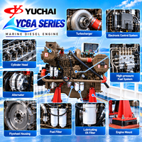 Moteur diesel marin turbocompressé et refroidi par air SCDC YUCHAI série YC6A YC6A190C 140KW 190HP 1800RPM pour bateau de pêche avec ZC/CCS