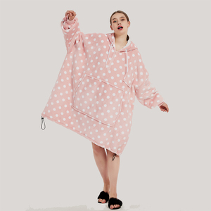 Kids Winter Sherpa <strong>Oversize</strong> Flannel <strong>Hoodie</strong> <strong>Blankets</strong> 100% Polyester Knitted with Solid Festival Pattern Wearable <strong>Hoodie</strong> for Kids - Product Image 3