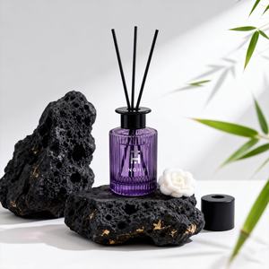 Custom Design 30ml 50ml Glass Empty Round Reed Diffuser <b>Bottle</b> purple <b>Red</b> Luxury Hotel Room Refillable Diffuser <b>Bottle</b> - Product Image 1