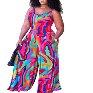 Jumpsuits para Mujer, los Más Populares, con Estampado Gráfico, Tejidos, Casuales, Transpirables, de Cintura Alta, Cuello en V, Sin Mangas, Elegantes - Product Image 3