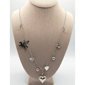 Catena a maglie intrecciate in argento Sterling 925 con ciondoli assortiti e ciondolo a cuore - Product Image 1