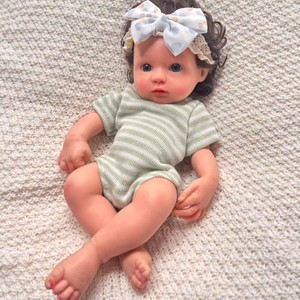 2025 Neuerscheinung <span class=keywords><strong>Premium</strong></span> 13-Zoll Lockiges Haar Weiche Lebensechte Silikon-Reborn-Babypuppen Vollkörper Kinder-Lernspielzeug MLF - Product Image 2