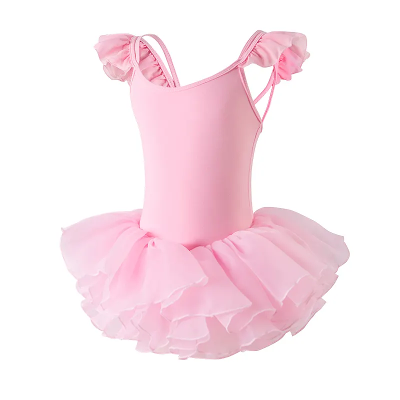 Falda de tutú para niña, camisola de algodón, disfraz de Ballet rosa