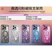 Étui transparent magnétique premium en TPU+PC avec motif étoile scintillant et support magnétique intégré pour 17 Air