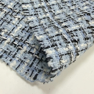 Tela de Tweed Bouclé de Lujo, 100% Poliéster, Tejido con Hilo <span class=keywords><strong>Azul</strong></span> Teñido, 370GSM, para Abrigos, Vestidos y Chaquetas - Product Image 3