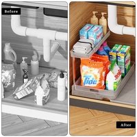 Organisateur de placard coulissant à 2 niveaux, étagère de rangement multi-usages pour cuisine, salle de bain, maison, sous l'évier