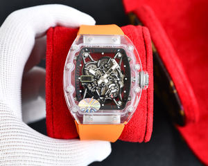 Montre de qualité supérieure, superbe. Étui en cristal pour affaires et loisirs. Conception creuse. Montre mécanique à tourbillon. - Product Image 1